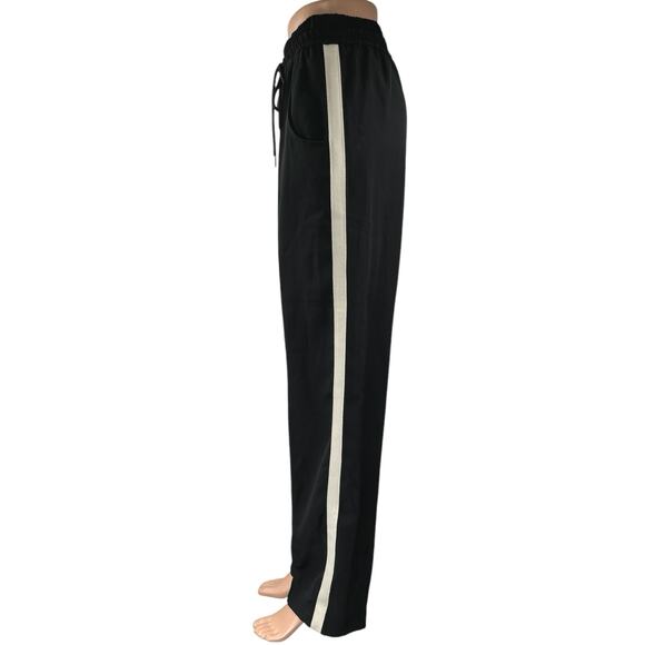 Zara Women's Black Striped High Waist Drawstring Trousers Sweatpants Size S - Picture 3 of 6